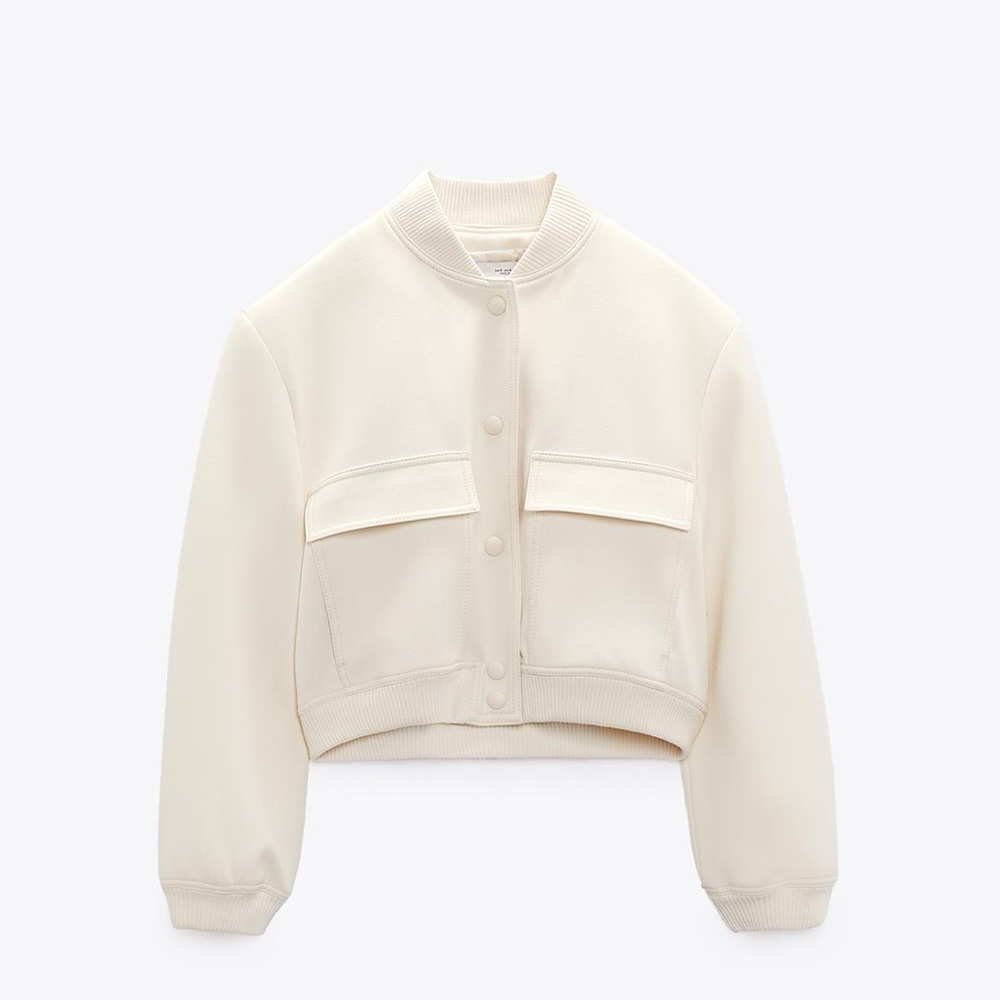 Zara Cream Bomber Jacket